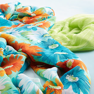 Bryan Carle THOB Original Editorial Women Scarf Floral Blue Orange Green