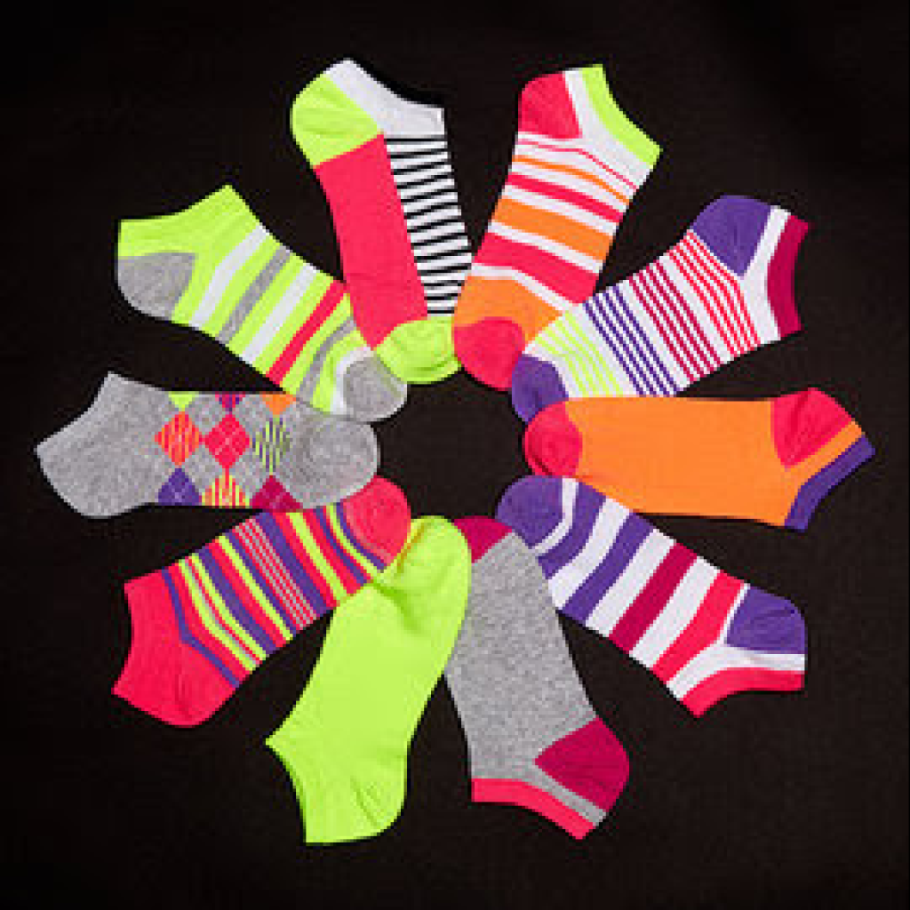 Bryan Carle THOB Original Editorial Women Clothing Socks Circle Fluorescent Yellow Orange Red Purple Black Graphic