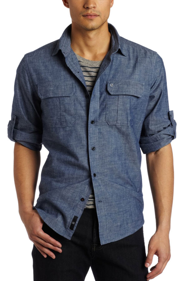 Bryan Carle THOB Original Men Clothing Top Button Up Victorinox Chambray Blue
