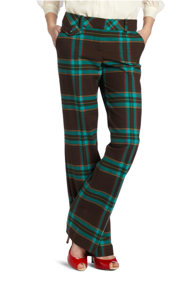 Bryan Carle THOB Original Women Clothing Dress Pants Turquoise Brown Gold Red Plaid Trina Turk Cream Blouse Top Patent Red Peep Toe Heels