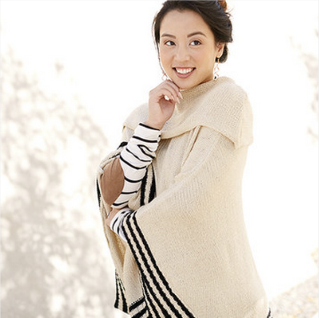 Bryan Carle THOB Original Editorial Women Clothing Cream Black Poncho Outside