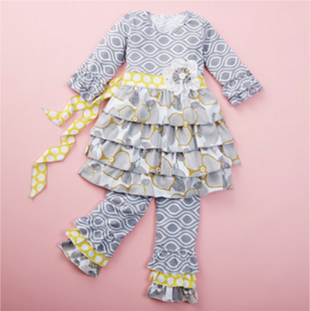 Bryan Carle THOB Original Editorial Girl Clothing Dress Leggings Grey White Yellow Flat