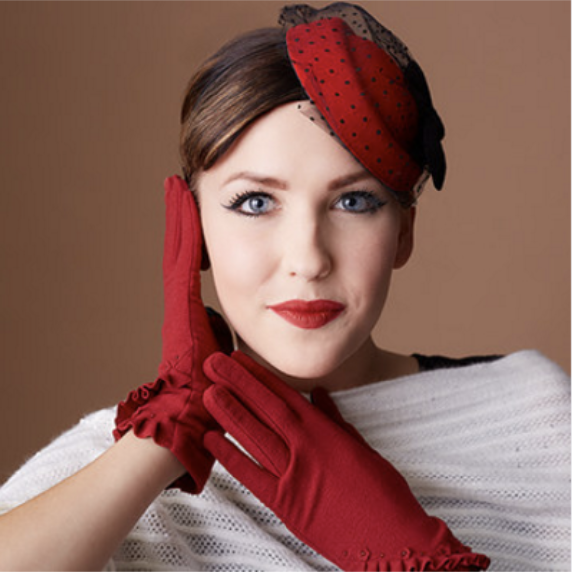 Bryan Carle THOB Original Editorial Women Accessories Red Gloves Hat