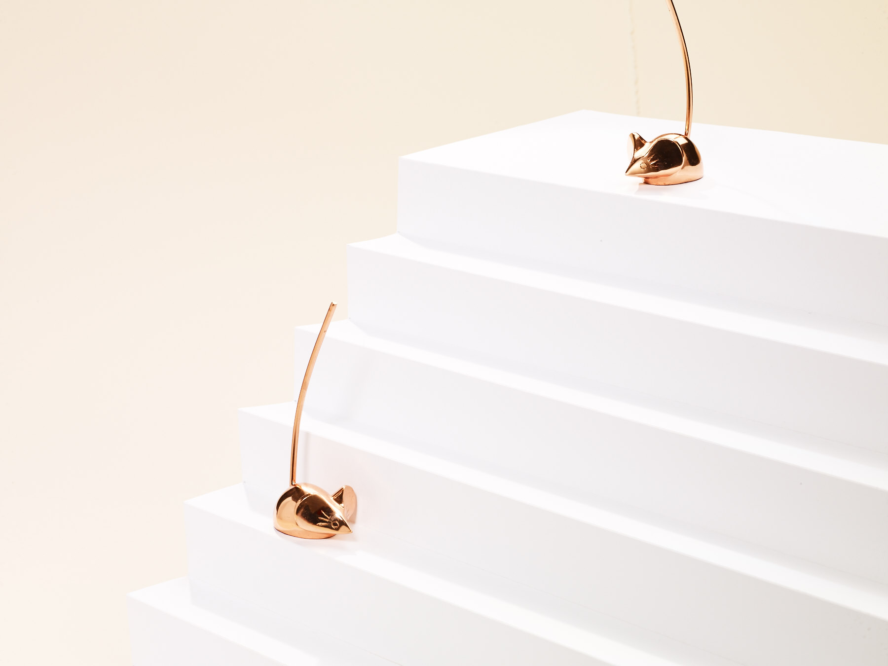 Bryan Carle THOB Original Editorial Paper Unweighted Concept Copper Metal Paperweight Mouse Two Climbing Waiting Paper White Steps